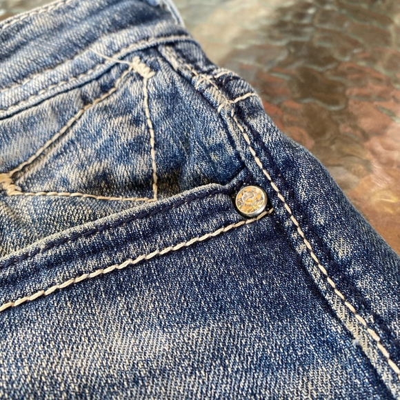 Y2K Trashy McBling Distressed Low Rise Bling Diamond Jeans Size 10 Embroidered - Picture 7 of 16